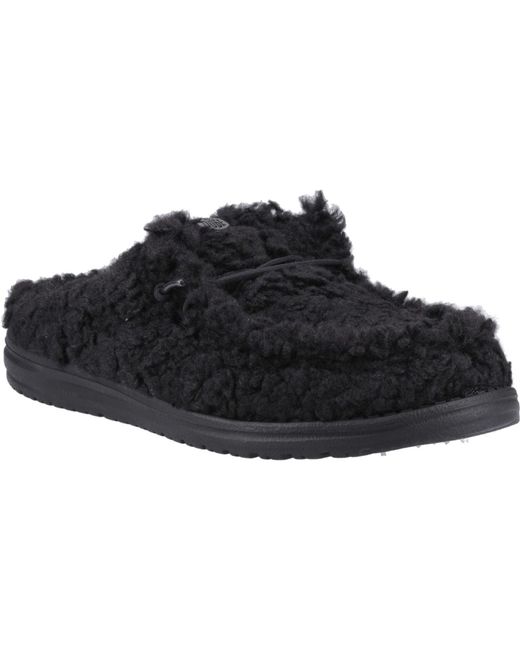 HeyDude Black Wally Synthetic Mules for men