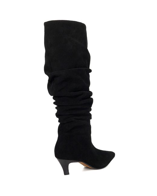 Dune Black Saunders Leather Heeled Knee High Boots