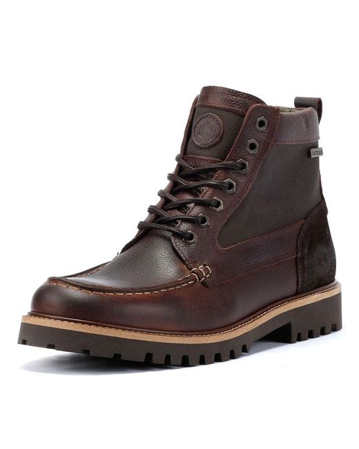 Barbour Brown Sheene Leather Boots for men