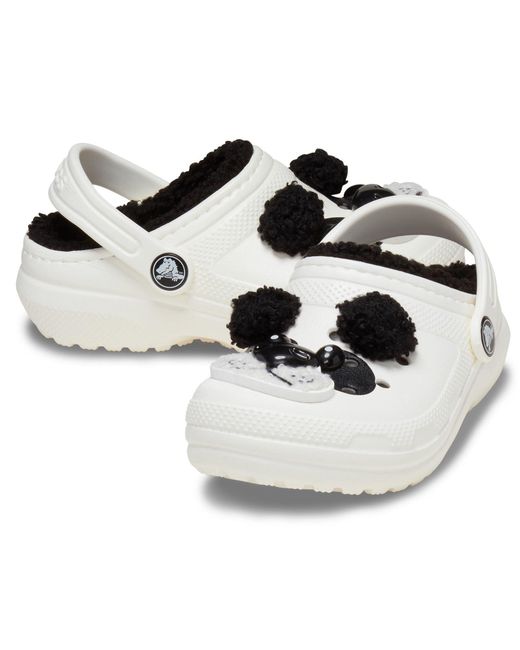 CROCSTM White Classic Lined Fun Lab Synthetic Panda Clogs