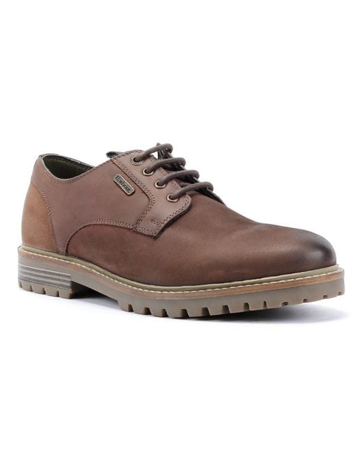 Barbour Brown Sandstone Leather Chocolate Lace-Up Shoes for men