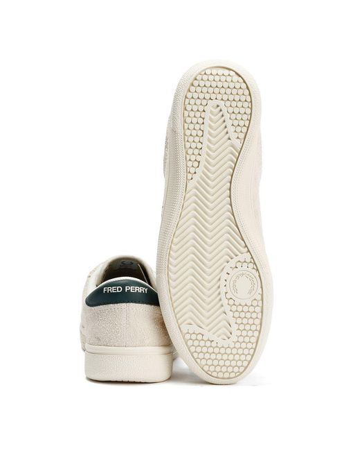 Fred Perry White Tennis Shoe Suede Ecru/Grassroot Trainers for men