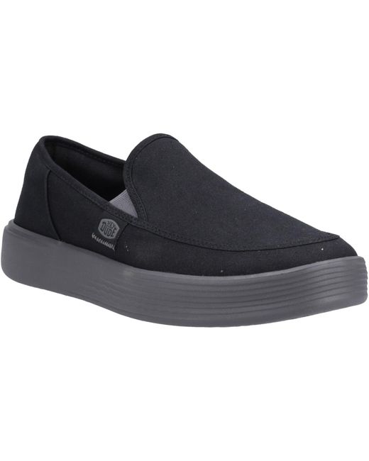 HeyDude Blue Sunapee Canvas 100% Cotton /Charcoal Loafers for men