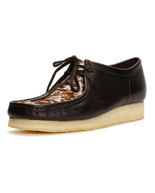 Clarks Wallabee Cow Print Schnürschuhe Aus Leder in Black für Herren
