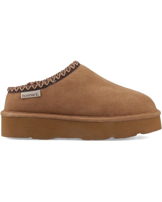 BEARPAW Brown Martis Suede Hickory Slippers