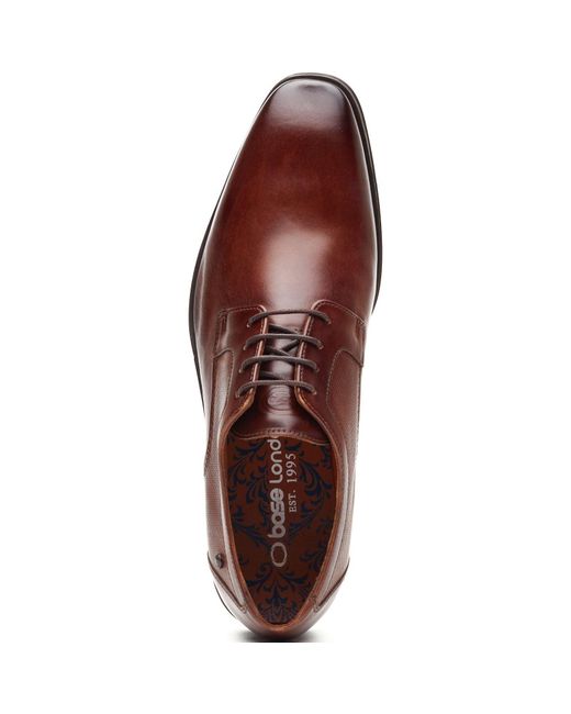 Base London Brown Dome Lace Up Leather Burnt Lace-Up Shoes for men