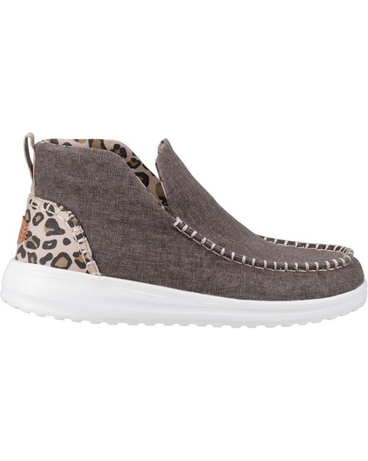 HeyDude Brown Denny Baumwoll--Leopardenstiefel