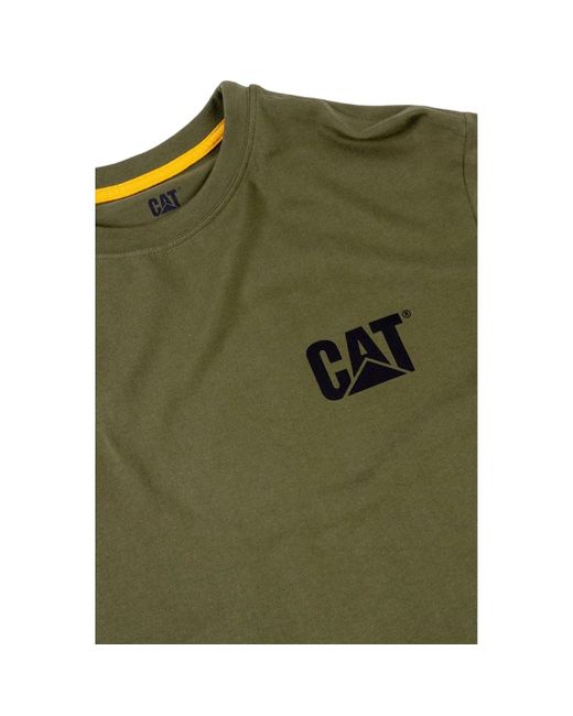 Caterpillar Green Trademark Banner Long Sleeve Cotton T-Shirt for men