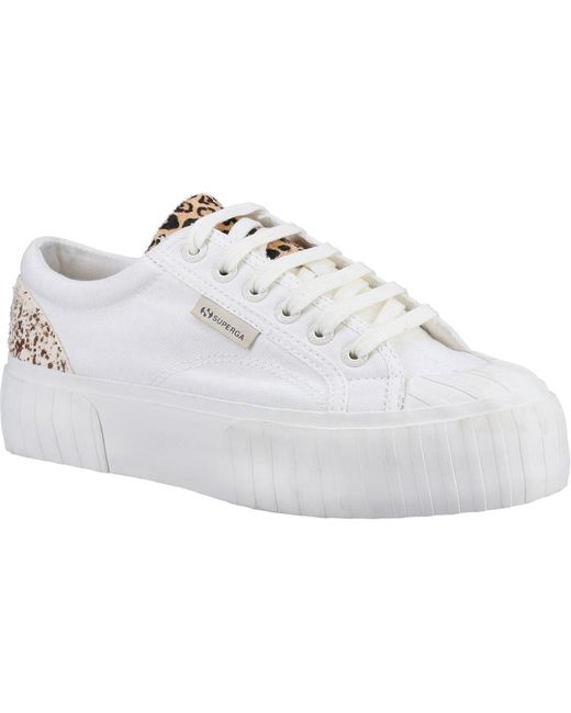 Superga White 2631 Calfhair Details Leather Avorio/Leopard Spots Trainers