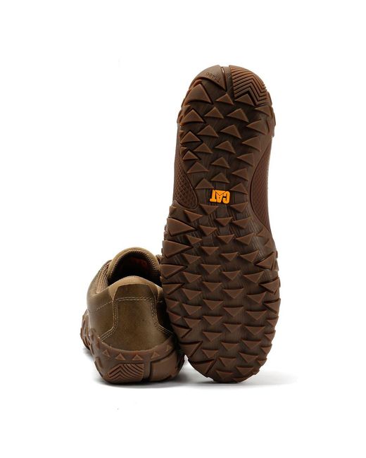 Caterpillar Brown Gridlock Lo Full Grain Leather Beaned Lace-Up Shoes for men
