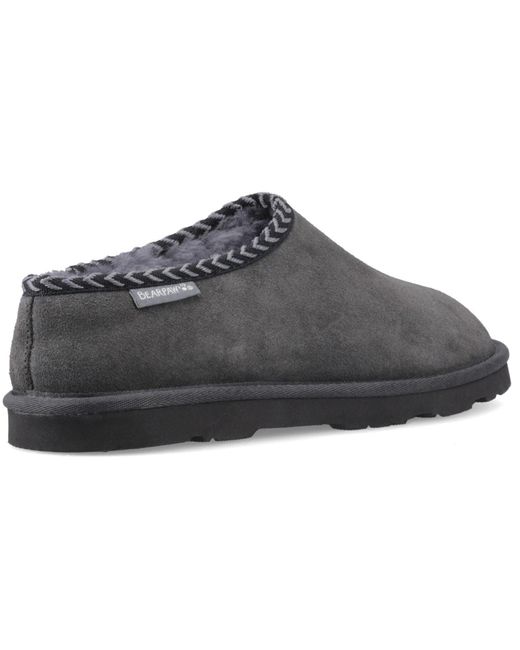 BEARPAW Gray Beau Suede Dark Slippers for men