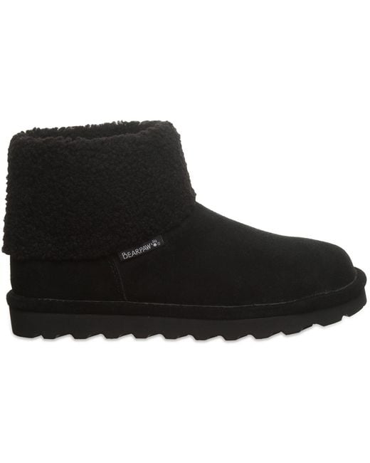 BEARPAW Black Jessa Suede Winter Ankle Boots