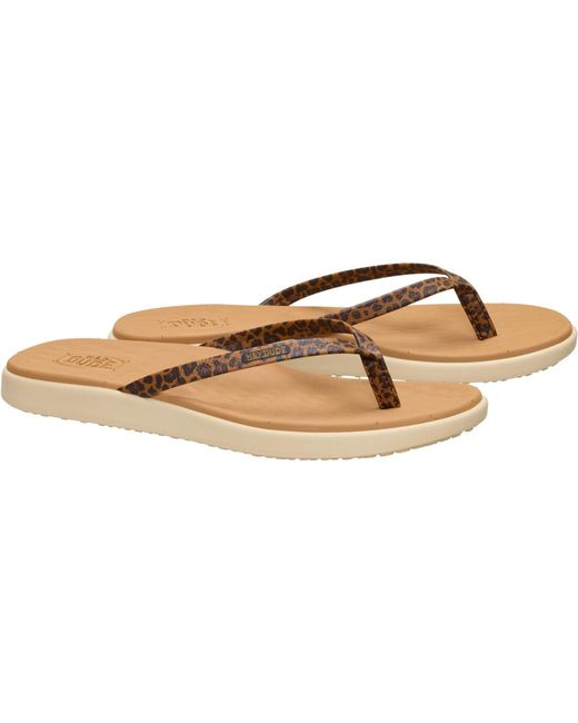 HeyDude Brown Maui Breeze Polyurethane Leopard Flip Flops