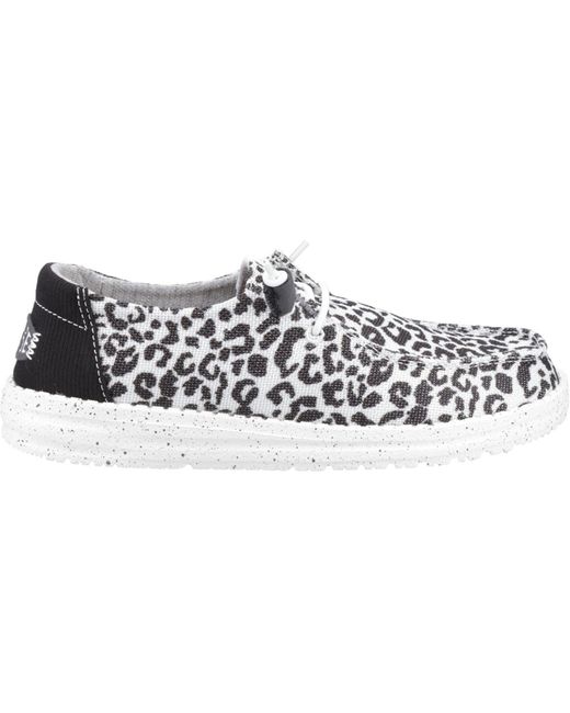 HeyDude White Wendy Leopard Cotton Blend Shoes