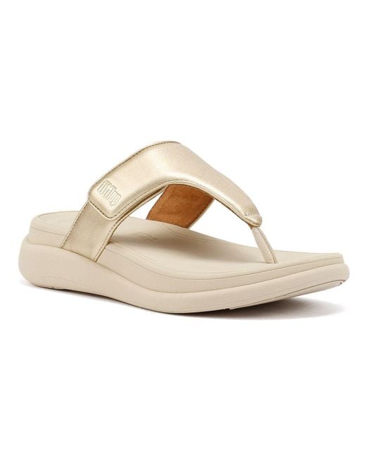 Fitflop Metallic F-Mode Go Adjustable Flatform Platino Sandals