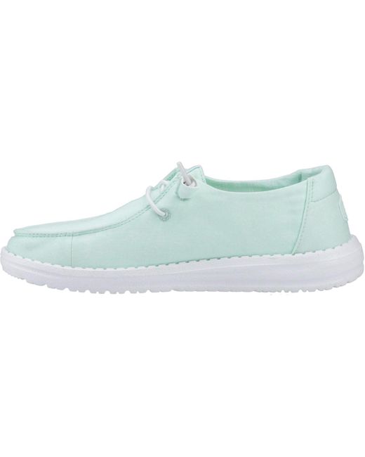 HeyDude Blue Wendy Canvas 100% Cotton Bay Moccasins Shoes