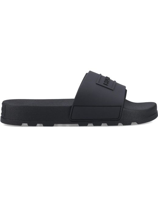Hunter Black Core Embossed Slider Slides Pu