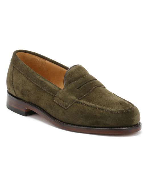 Loake Mens Green Eton Suede Loafers for men