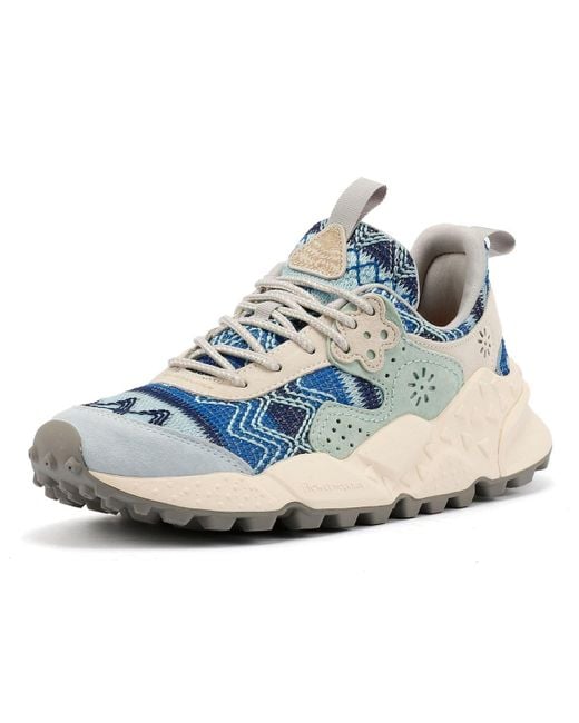Flower Mountain Blue Kotetsu Knit Aztec Trainers