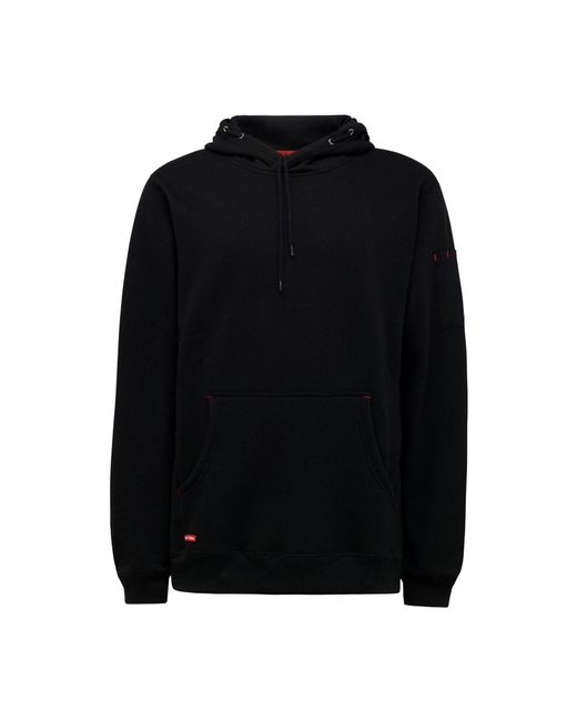 Hard Yakka Black Brushed Fleece Synthetic Hooded Sweatshirt for men