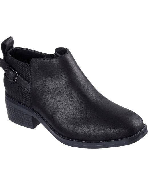 Skechers Blue Bobs Wander Luxe Textile Heeled Ankle Boots