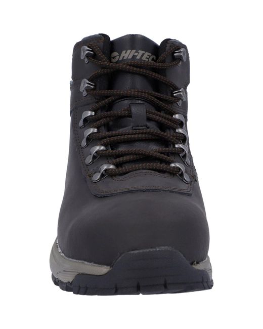 Hi-tec Black Eurotrek Lite Waterproof Faux Leather Dark Chocolate Hiking Boots