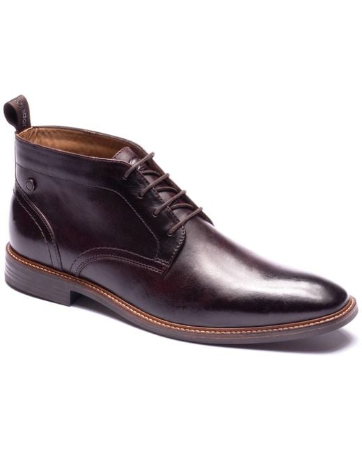 Base London Purple Belgrave Leather Washed Ankle Boots for men