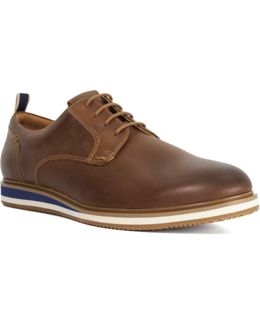 Dune Brown Blaksley Leather Lace-Up Shoes for men
