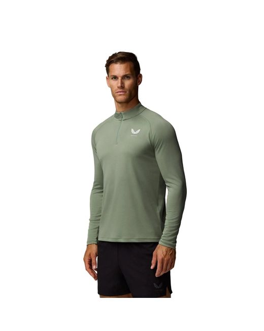 Castore Green Adapt Training 1/4 Zip Top Polyester Activewear T-Shirts for men