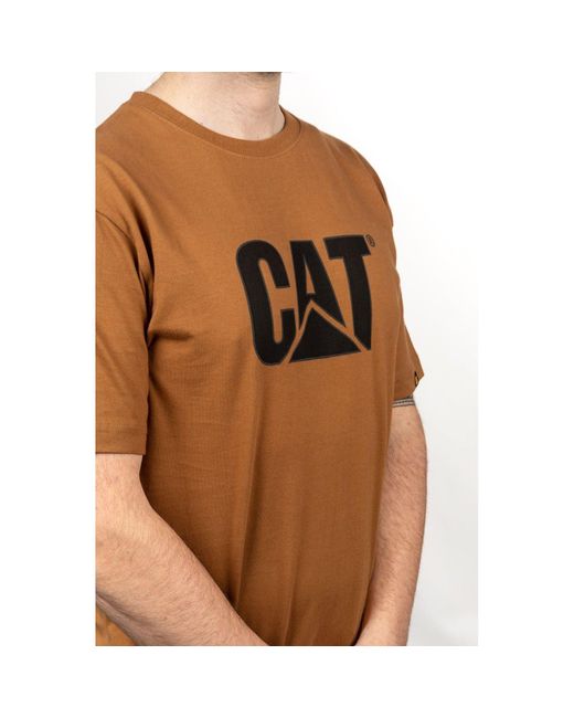 Caterpillar Natural Trademark Logo Cotton Bronze T-Shirt for men