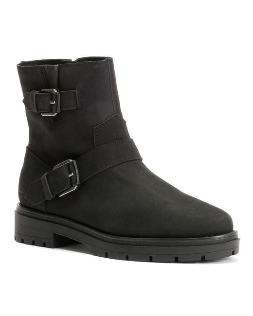 TOMS Black Ionie Moto Nubuck Leather Boots