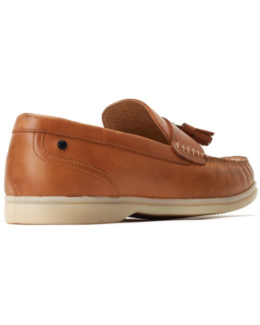 Base London Brown Bonito Leather Burnt Loafers for men