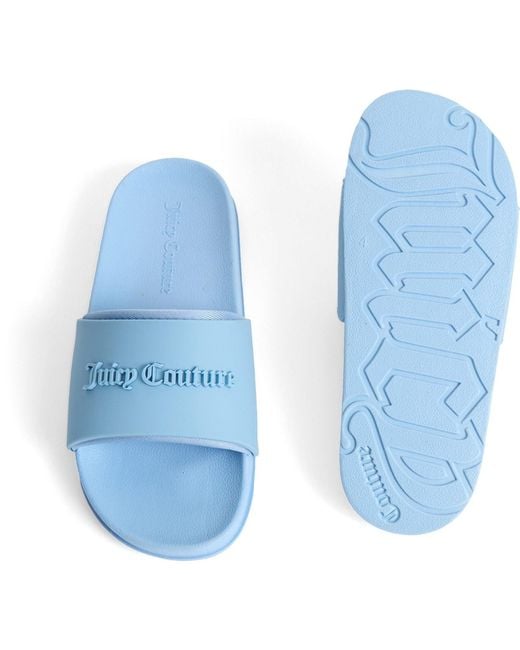 Juicy Couture Blue Embossed Pvc Damen Dämmerungsblaue Slipper