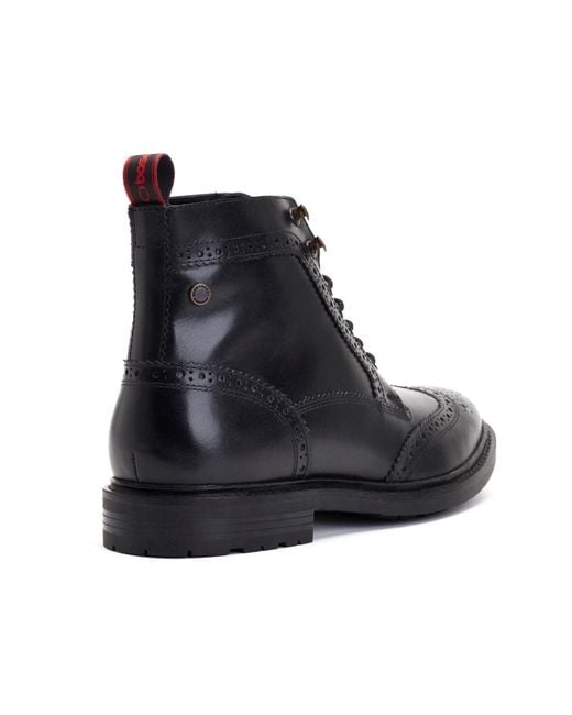 Base London Black Dealer Leather Ankle Boots for men