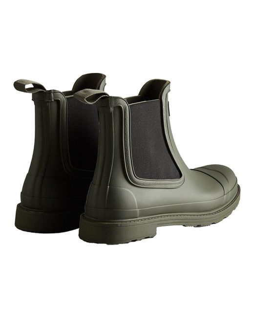 Hunter Green Commando Rubber Dark Wellington Boots for men