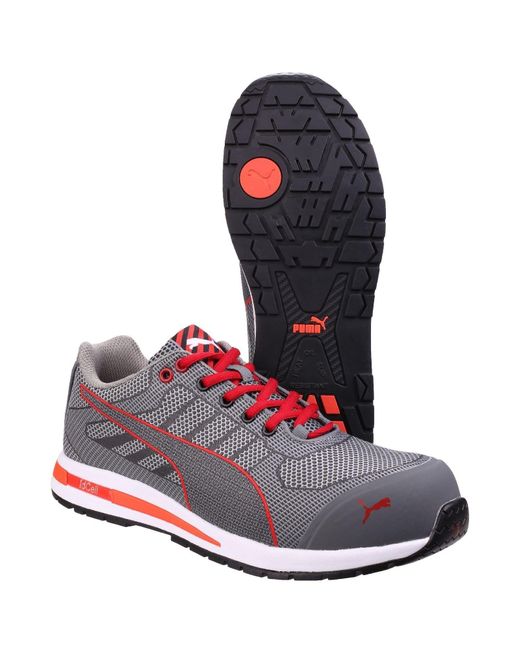 PUMA Gray Xelerate Knit Low Textile Safety Sneakers for men
