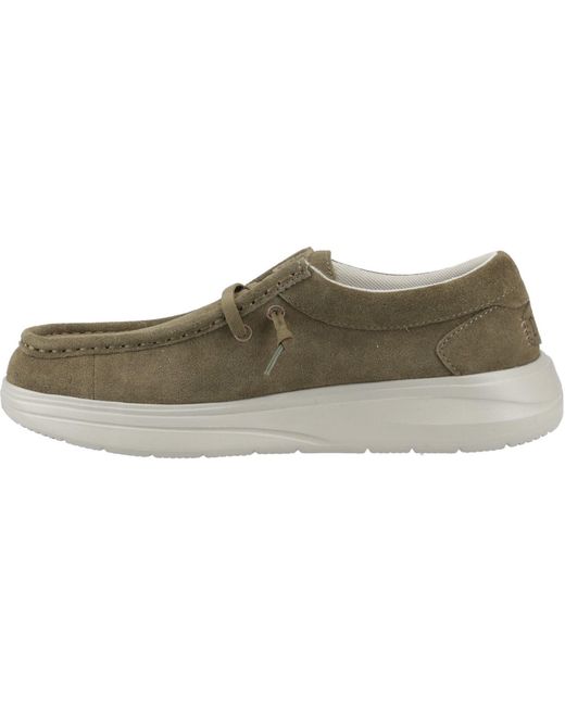 HeyDude Green Wally X Suede Wildleder Mokassinschuhe