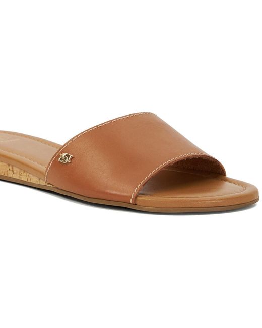 Dune Brown Lino Leather Sandals