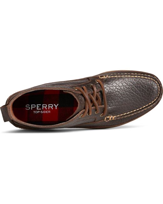 Sperry Top-Sider Brown Authentic Original Boat Chukka Tumbled Leather Boots for men