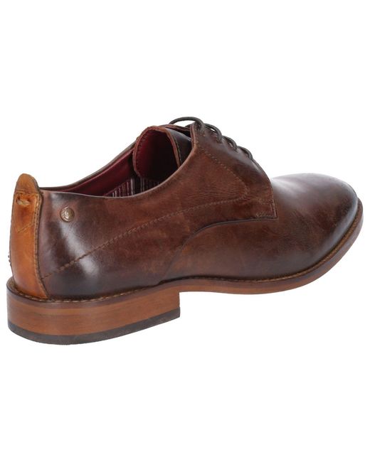 Base London Brown Script Washed Leather Oxford Shoes for men
