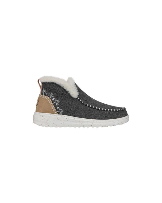HeyDude Gray Denny Wool Faux Shearling Synthetic Boots