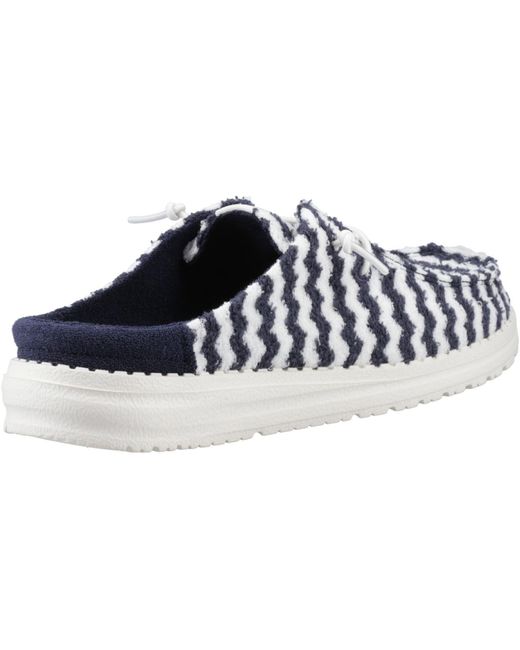 HeyDude Blue Wendy Slip Terry Stripe Synthetic Blazer/Egret Mules