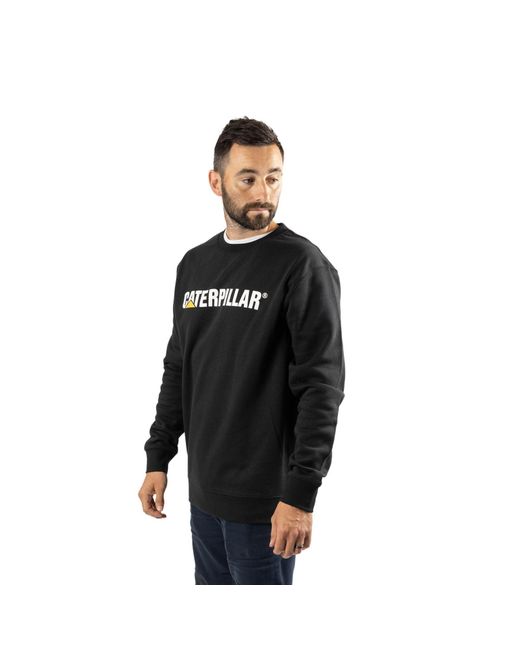Caterpillar Black Midweight Crewneck Cotton Sweatshirt for men