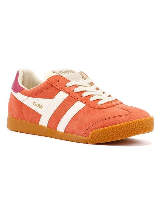 Gola Orange Elan Suede Hot Coral/Off/ Fuchsia Trainers