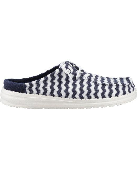 HeyDude Blue Wendy Slip Terry Stripe Synthetic Blazer/Egret Mules