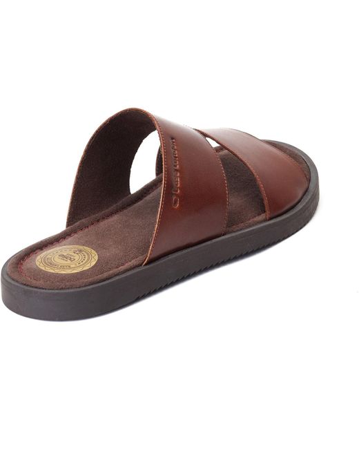 Base London Brown Maven Leather Burnt Sandals for men