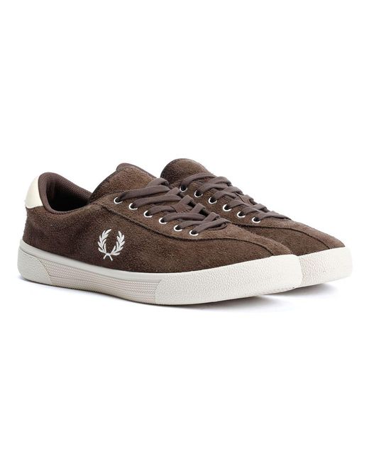 Fred Perry Brown Tennis Shoe Suede Tobacco/Ice Cream Trainers for men