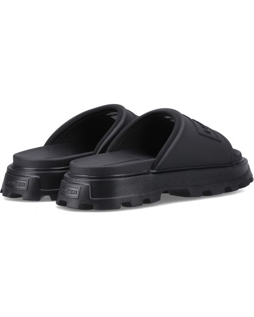 Hunter Black Moulded Stacked Slider Slides Pu