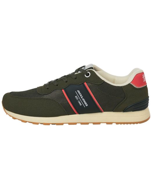 Jack & Jones Green Spirit Runner Synthetic Night Trainers for men