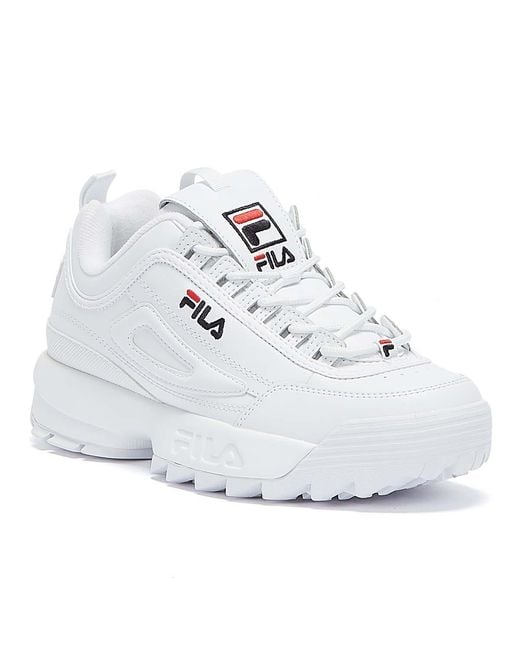 Fila Disruptor Ii Premium White Leather Trainers Rubber